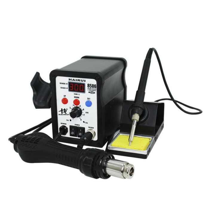 ESTACION DE RETRABAJO DE AIRE CALIENTE Y SOLDAR, PANTALLA DIGITAL, 2 EN 1, 110V , 700W, 480°C, INCLUYE: PUNTAS PARA AIRE CALIENTE, ROLLO DE SOLDADURA, DESOLDADOR.